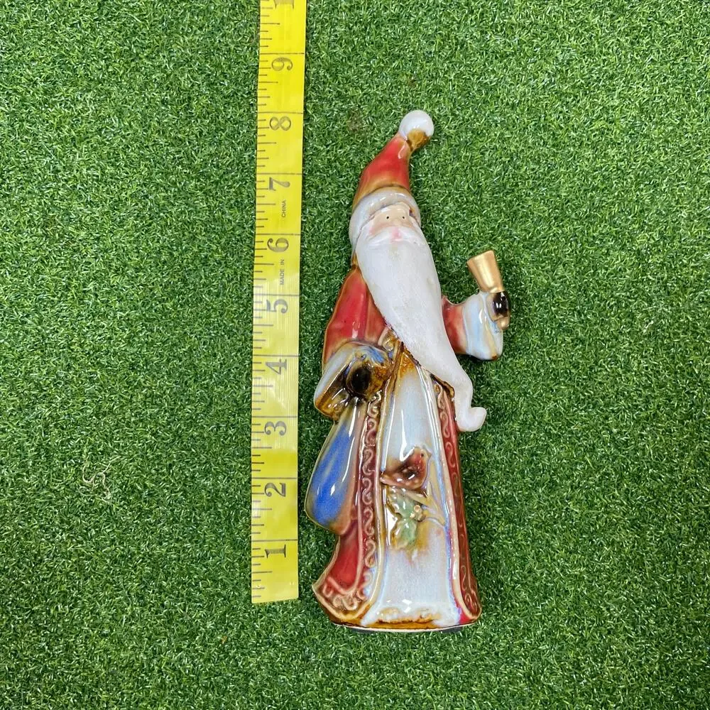 Old World Style Glazed Ceramic Santa Claus Figurine 8